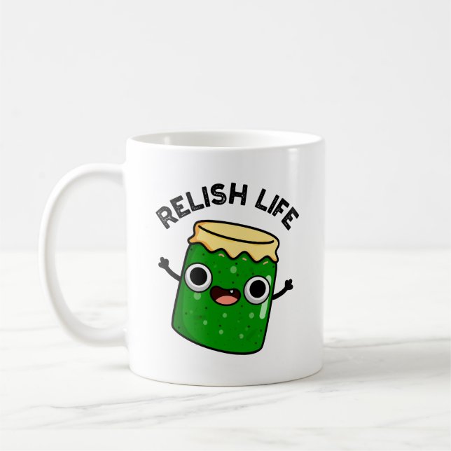 Relish Life Funny Food Pun Kaffemugg (Vänster)