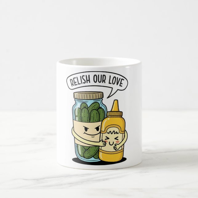 Relish Our Love Mug – Funny Food Pun Coffee Cup Kaffemugg (Center)