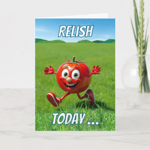 Relish Today Tomato Ketchup Pun Tecknad Kort