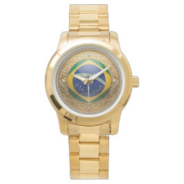 Relógio Brazil Royal Emblem - Luxury Gold & Diamon Armbandsur