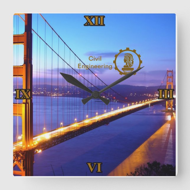 Relógio de Parede Engenharia Civil Fyrkantig Klocka (Framsida)