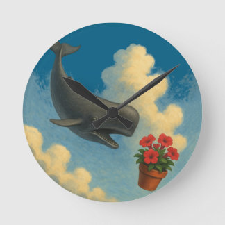Relógio de Parede Whale & Bowl Of Petunias Rund Klocka