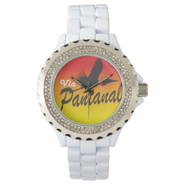 Relógio Feminino Branco com Strass Via Pantanal Armbandsur (Framsida)