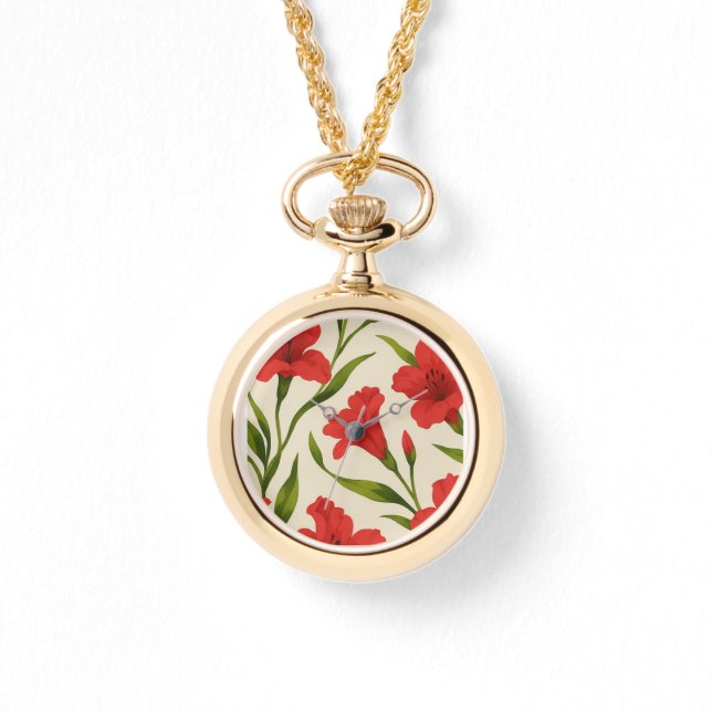 relógio florais vermelha  armbandsur (Framsida)