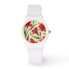 relógio florais vermelha  armbandsur