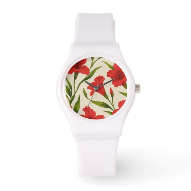 relógio florais vermelha  armbandsur (Framsida)
