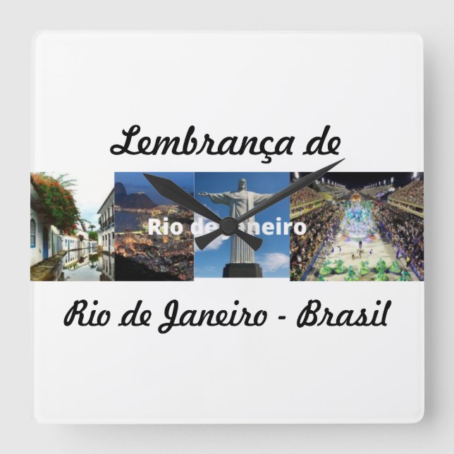 Relogio lembrança de Rio de Janeiro Fyrkantig Klocka (Framsida)