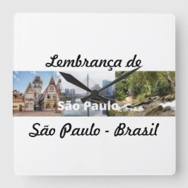 Relogio lembrança de São Paulo Brasil Fyrkantig Klocka