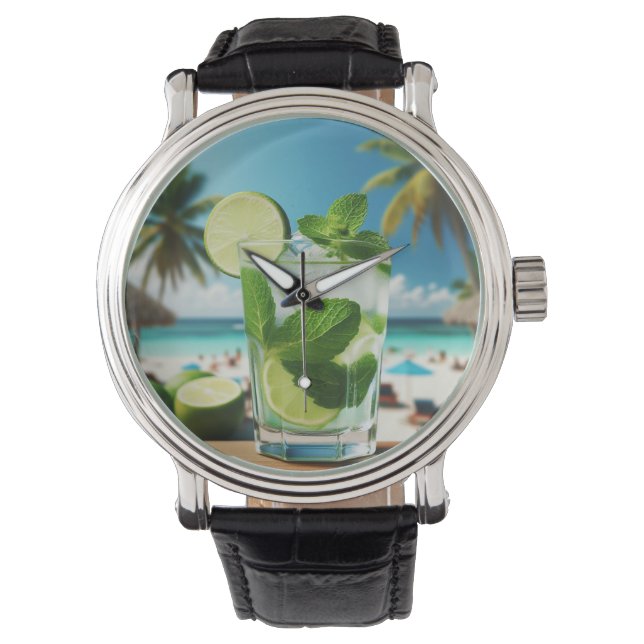 Relógio Personalizado Diferente Fundo Caipirinha Armbandsur (Framsida)