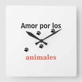 Reloj amor por los animales fyrkantig klocka