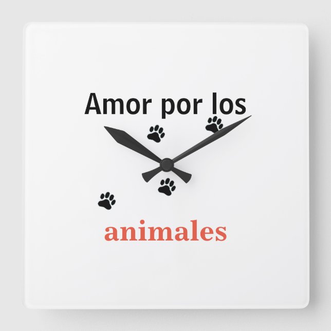 Reloj  amor por los animales fyrkantig klocka (Framsida)
