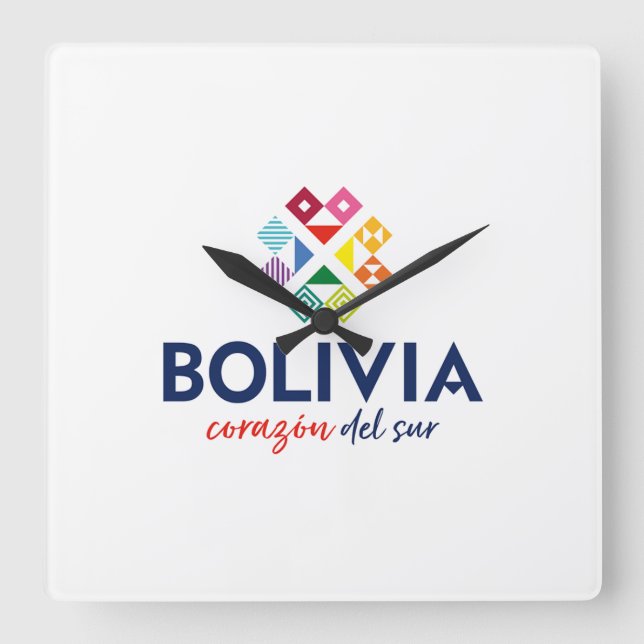Reloj Bolivia corazón del sur Fyrkantig Klocka (Framsida)