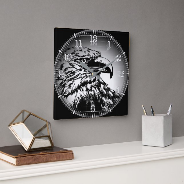Reloj Cuadrado Time and illustrated art on your wa Fyrkantig Klocka (Kontor)