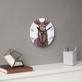 Reloj de pared con diseño de venado con flores. rund klocka
