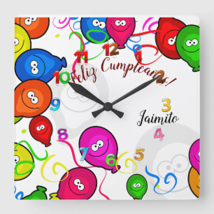 Reloj de Pared con Feliz Cumpleaños personalizado Fyrkantig Klocka