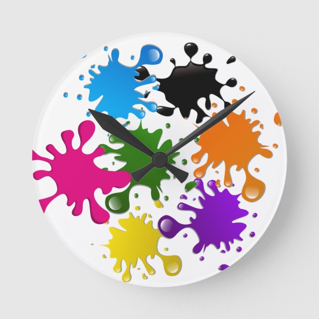 reloj de pared con manchas de pintura rund klocka (Framsida)