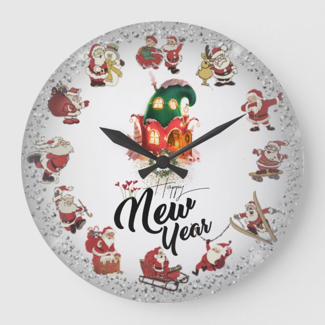 Reloj de pared con papá Noel plateada Stor Klocka (Framsida)