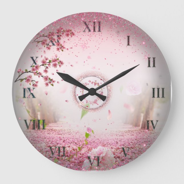 Reloj de pared con rosas y purpurina stor klocka (Framsida)