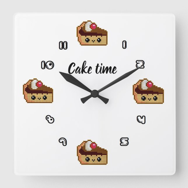 Reloj de pared cuadrado CAKE TIME Fyrkantig Klocka (Framsida)