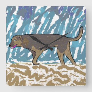 Reloj de pared cuadrado con diseño perro caminando fyrkantig klocka