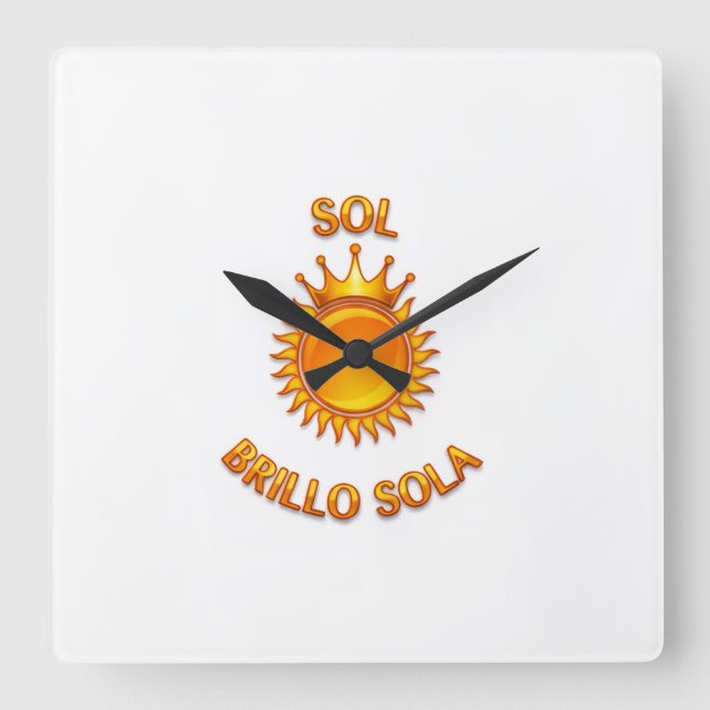 Reloj de Pared Cuadrado con Logo Sol Brillo Sola | Fyrkantig Klocka (Framsida)