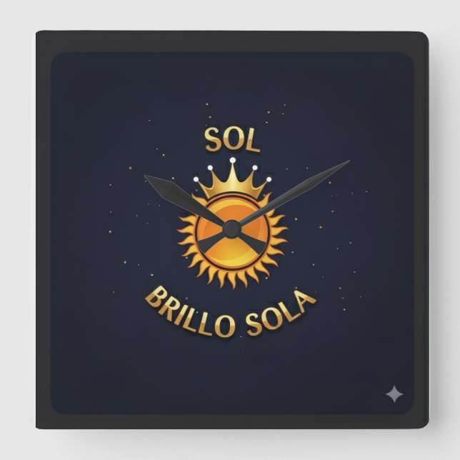 Reloj de Pared Cuadrado con Logo Sol Brillo Sola | Fyrkantig Klocka (Framsida)
