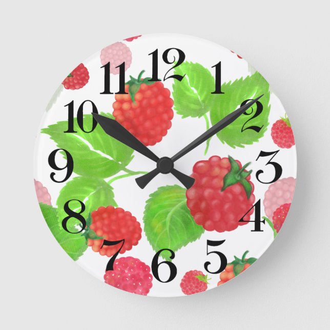reloj de pared frambuesas a la acuarela rund klocka (Framsida)