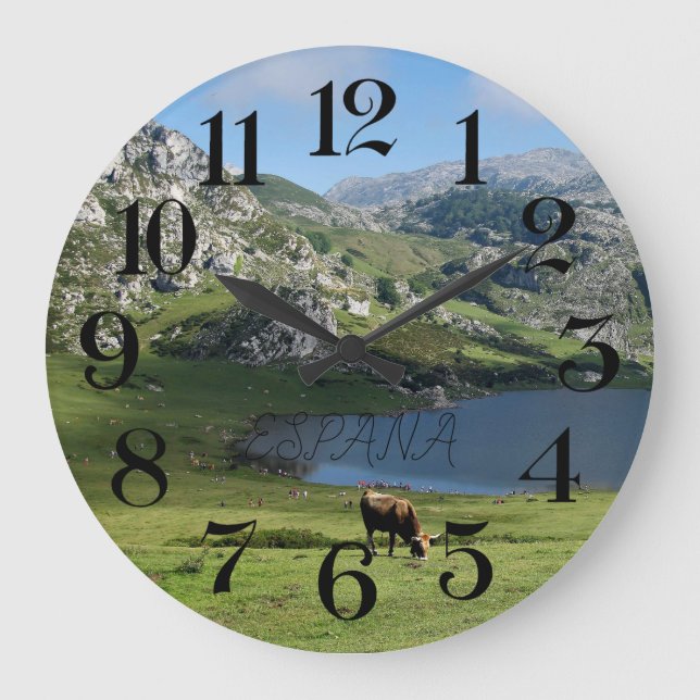 reloj de pared Lagos de Covadonga en Asturias Stor Klocka (Framsida)