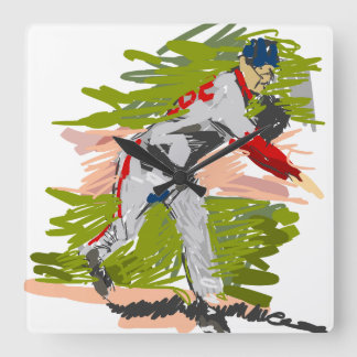 Reloj de Pared Pitcher Lanzando la Pelota Fyrkantig Klocka