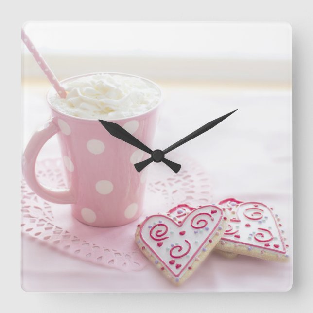 reloj de pared rosado fyrkantig klocka (Framsida)