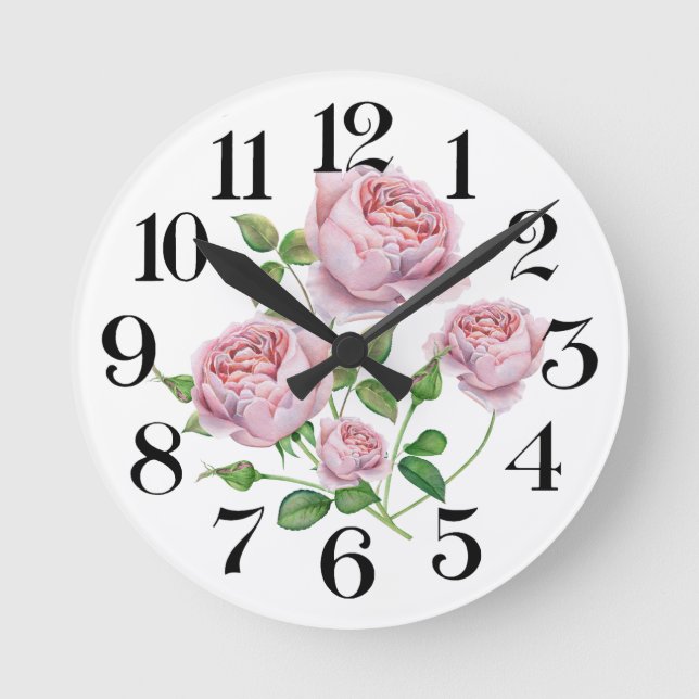 reloj de pared rosas a la acuarela rund klocka (Framsida)
