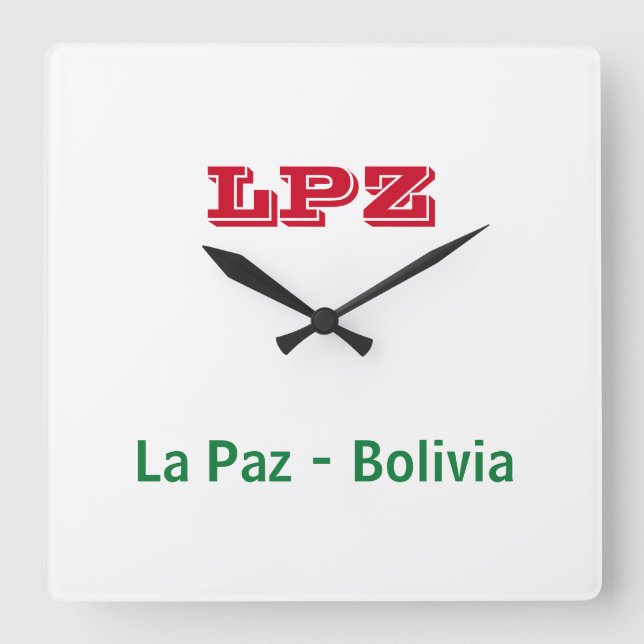 Reloj La Paz Bolivia Fyrkantig Klocka (Framsida)