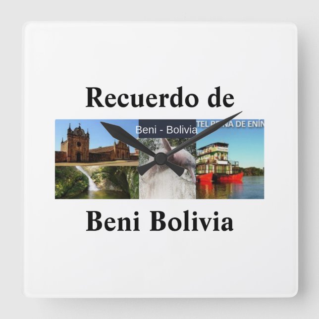 Reloj recuerdo de Beni Bolivia Fyrkantig Klocka (Framsida)