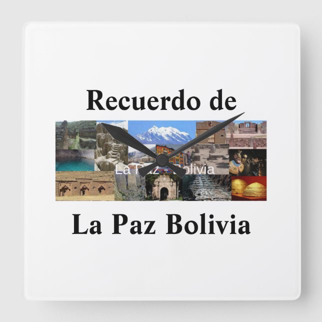 Reloj  recuerdo de La Paz Bolivia Fyrkantig Klocka (Framsida)