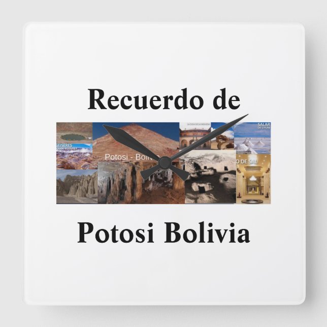 Reloj recuerdo de Potosi Bolivia Fyrkantig Klocka (Framsida)