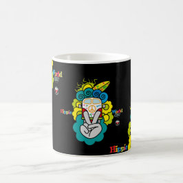 Reloj Redondo Grande HIPPIE WORLD Peace and LOVE Kaffemugg