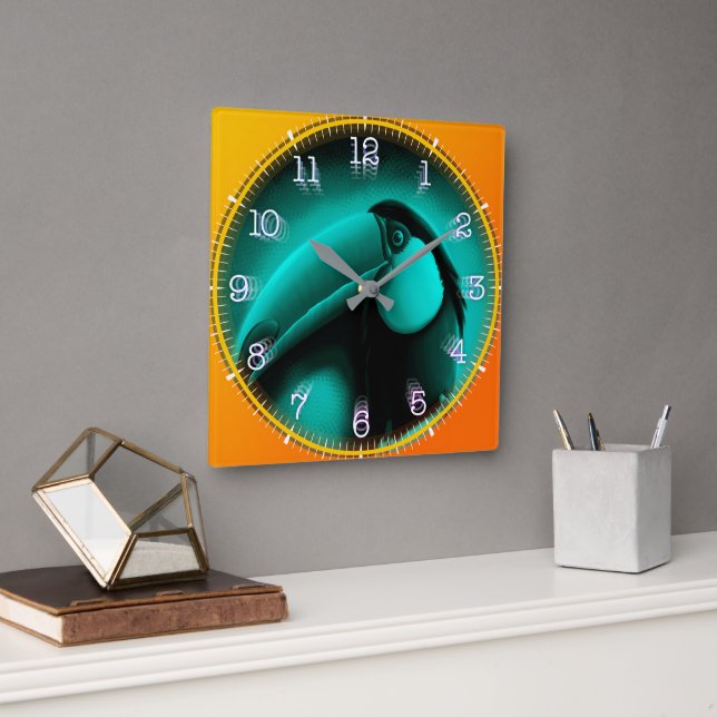 Reloj Time and illustrated art on your wall. Fyrkantig Klocka (Kontor)
