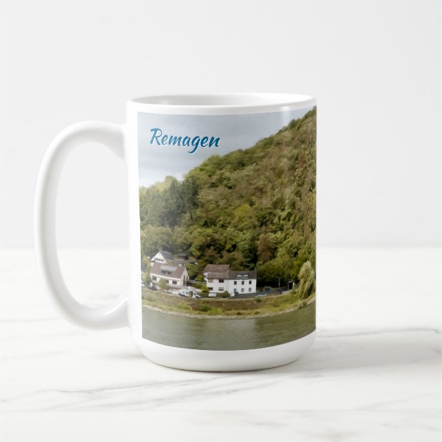Remagen Rhenflodets bro Målningseffekt Foto Kaffemugg (Vänster)