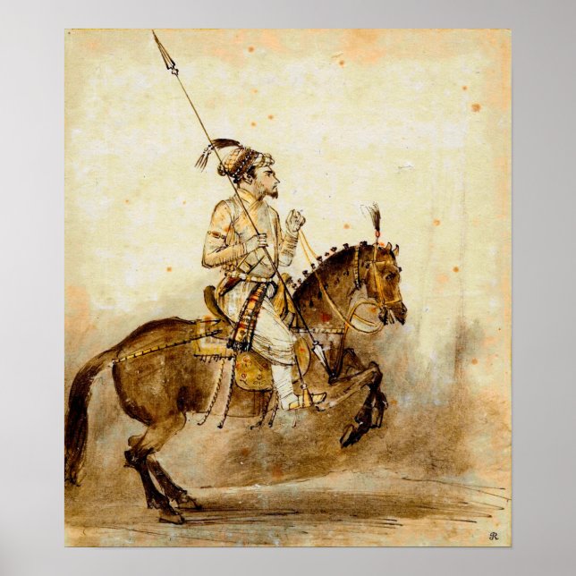Rembrandt - A Mughal Nobleman on Horseback 1656 Poster (Framsidan)