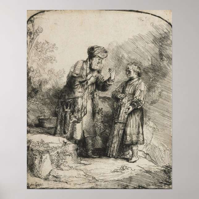 Rembrandt - Abraham och Isaac 1645 Poster (Framsidan)
