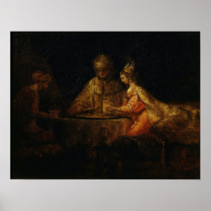 Rembrandt - Ahasuerus Haman och Esther Poster