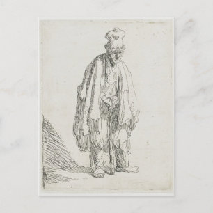 Rembrandt- Beggar i en hög sockel Vykort