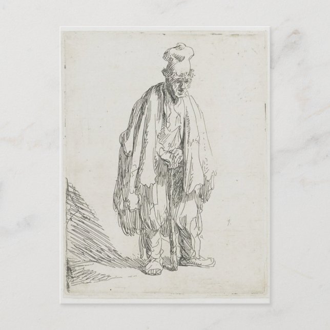 Rembrandt- Beggar i en hög sockel Vykort (Framsida)