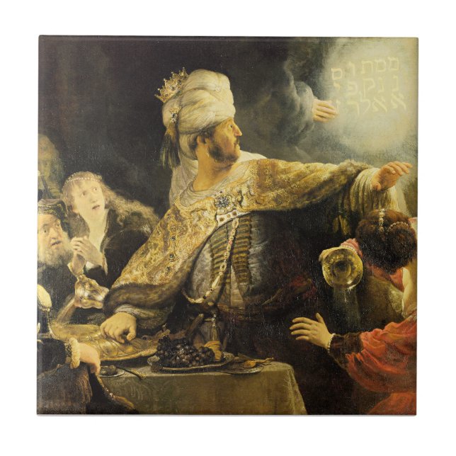 Rembrandt - Belsassars gästabud, Kakelplatta (Framsidan)
