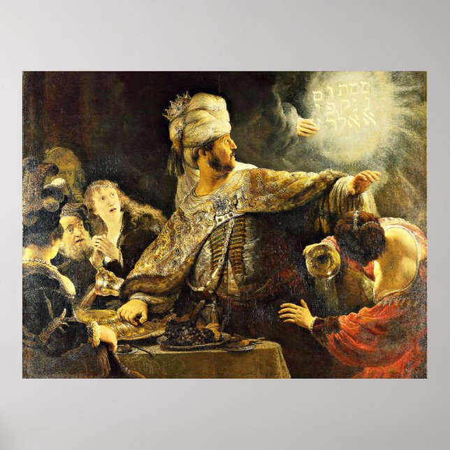 Rembrandt - Belshazzar's Feast, religiösa-målning Poster (Framsidan)