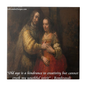 Rembrandt "Den judiska bruden" & ålderdomscitat Kakelplatta