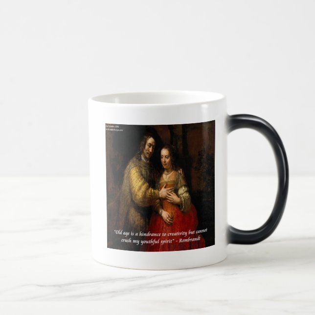 Rembrandt "Den judiska bruden" & Berömd Citat Magisk Mugg (Höger)