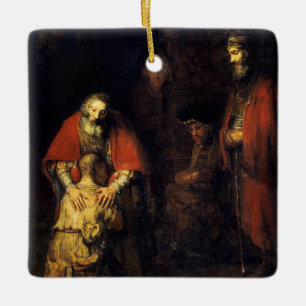 Rembrandt - Den prodigala sonens återvändande Julgransprydnad Keramik