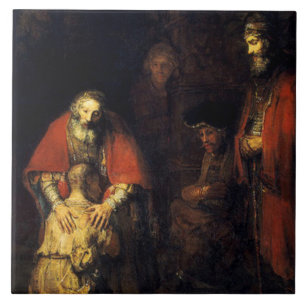 Rembrandt - Den prodigala sonens återvändande Kakelplatta
