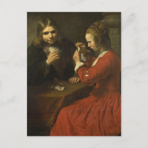 Rembrandt: En ung man och en flicka spelar kort